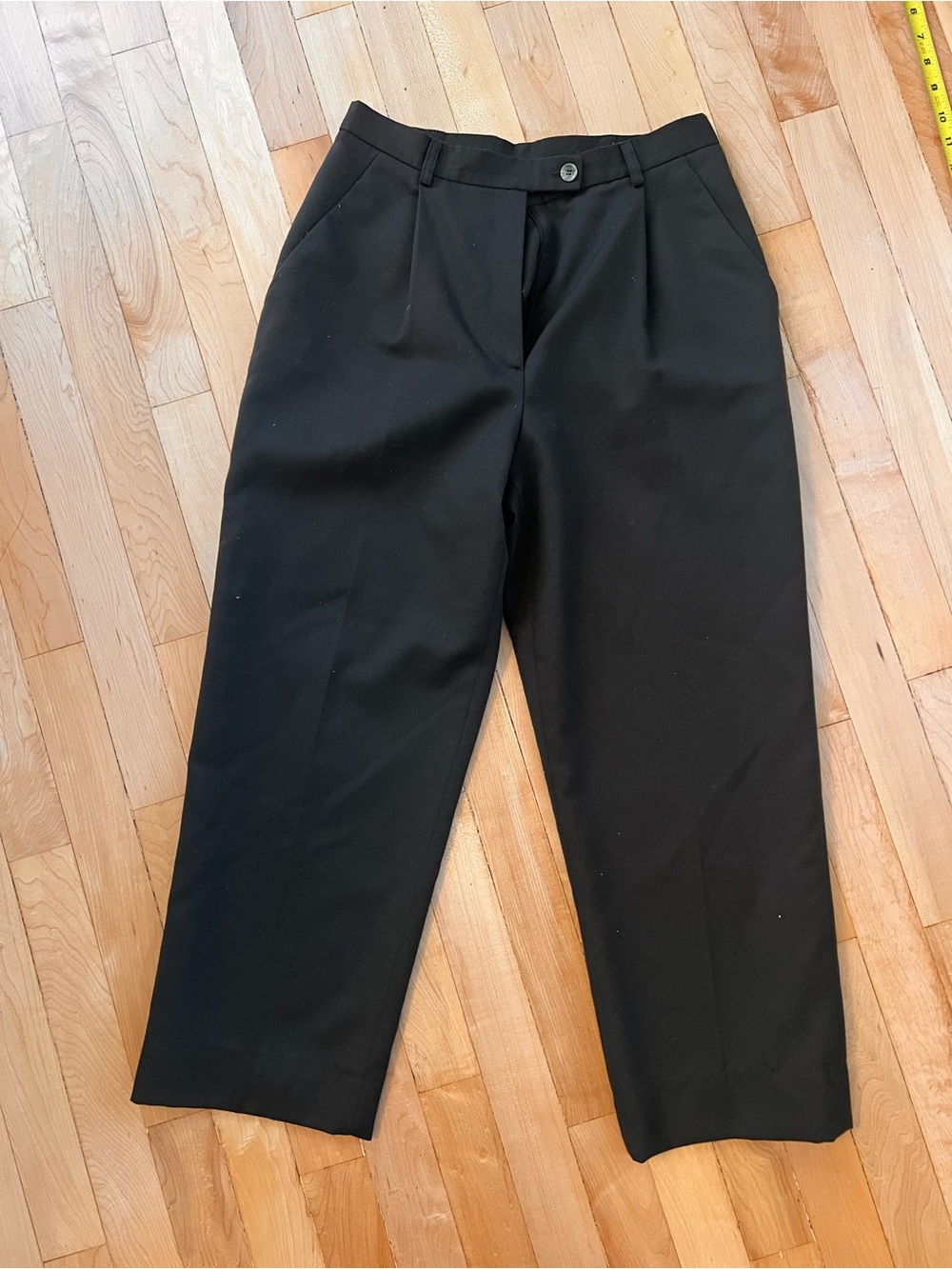 Vintage Wool Classic Black Straight-Leg Dress Pants